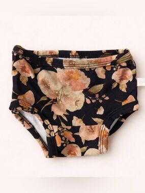 Jax & Lennon ‘Moody Floral’ Girls' Underpants - Black with Peach Flowers